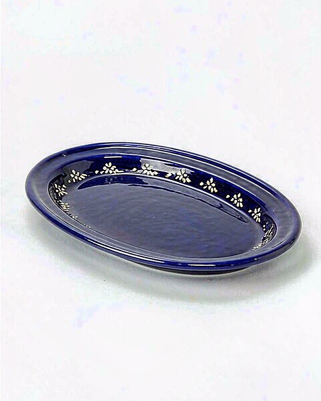 Berry Bloom Oval Platter in Cobalt