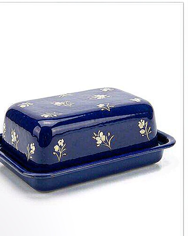 Ditsy Bloom Butter Dish in Navy