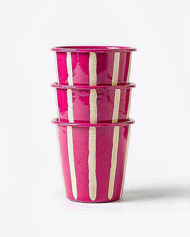 Meadow Stripe Picnic Tumbler Set of 4 in Cerise