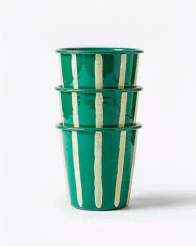 Meadow Stripe Picnic Tumbler Set of 4 in Emerald