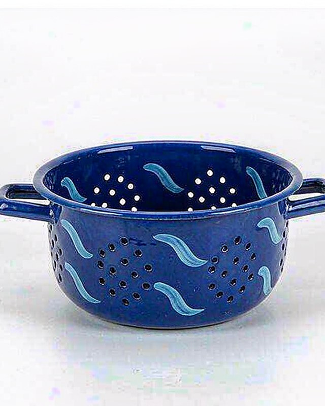 Ripple Enamel Colander in Cobalt