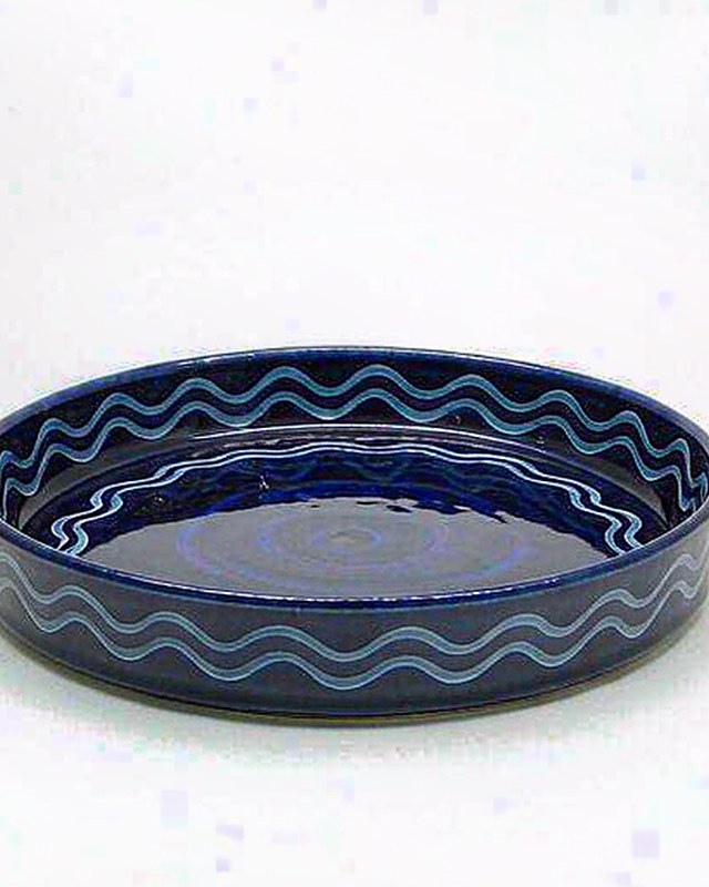 Ripple Round Platter in Navy