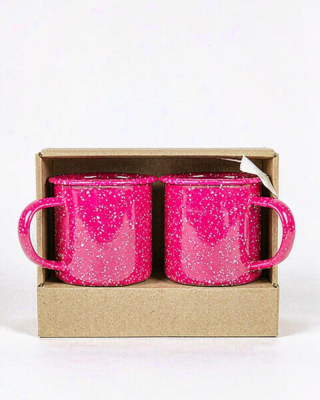 Speckle Spatter Two-Mug Gift Set in Cerise